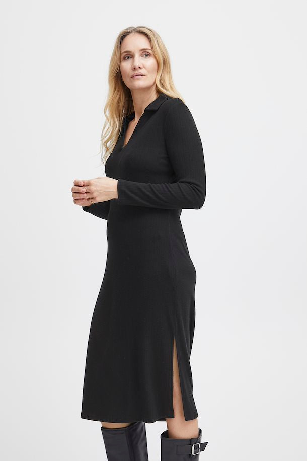 Fransa Black – DBiggins dress 20612502 Ribbed collar with knit