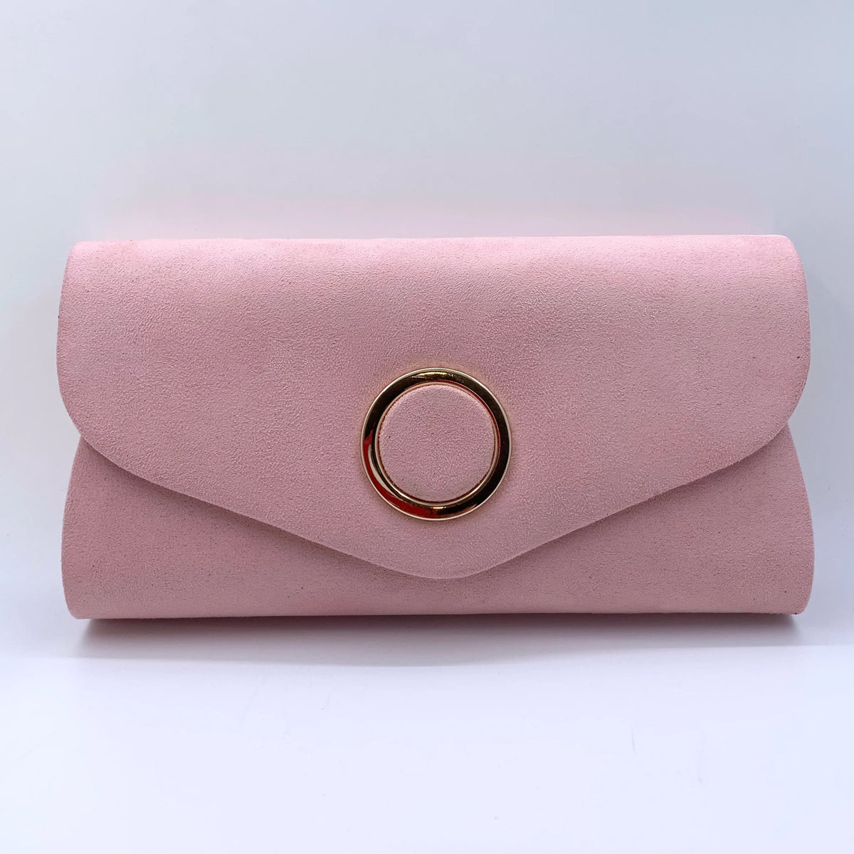 Blush pink discount suede clutch bag