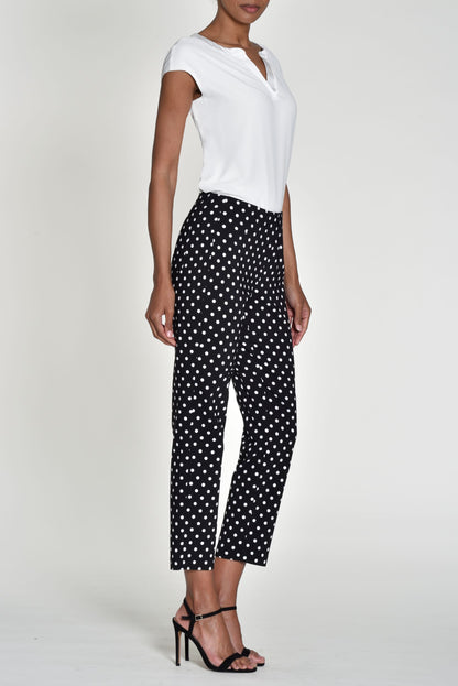 Robell Bella Polka Dot Stretch Trousers . Black/White or Beige/White 51560 54570