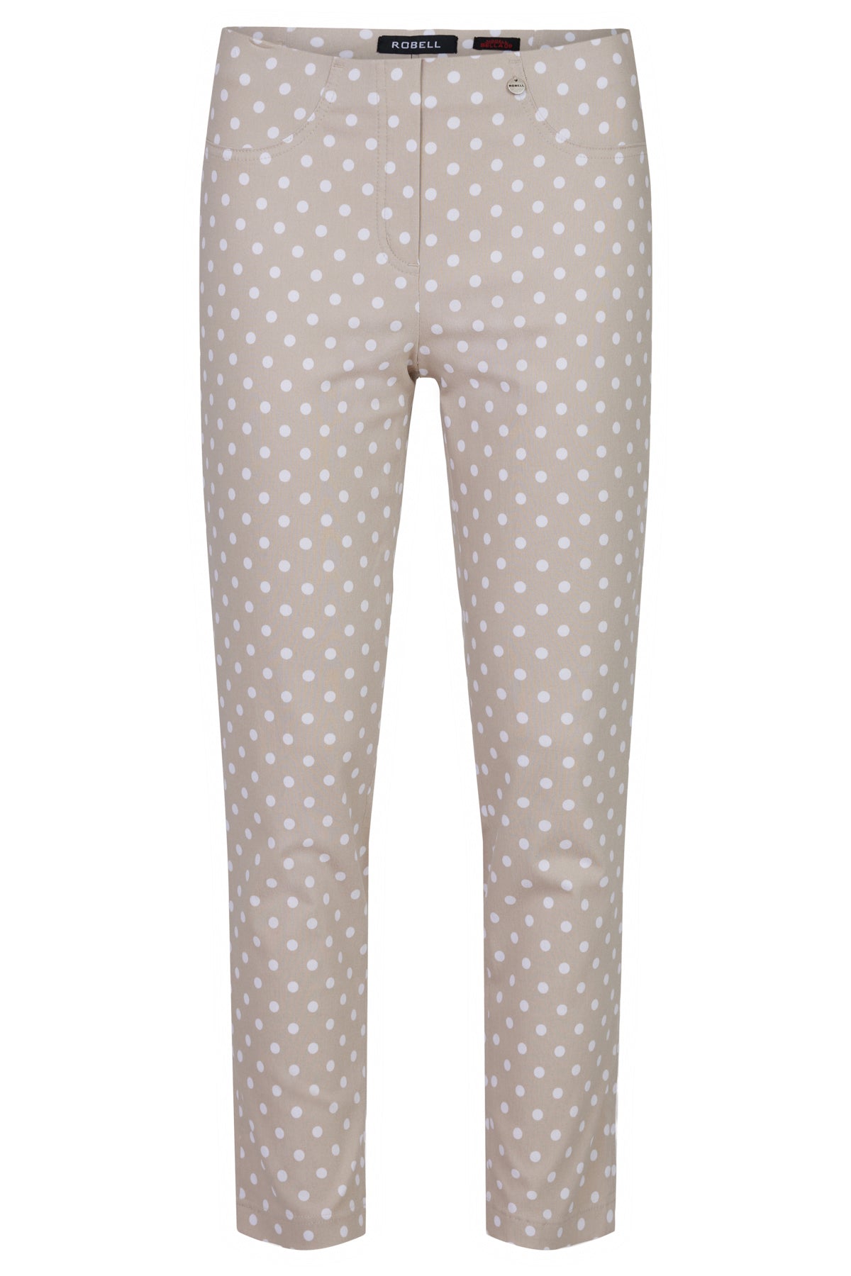 Robell Bella Polka Dot Stretch Trousers . Black/White or Beige/White 51560 54570