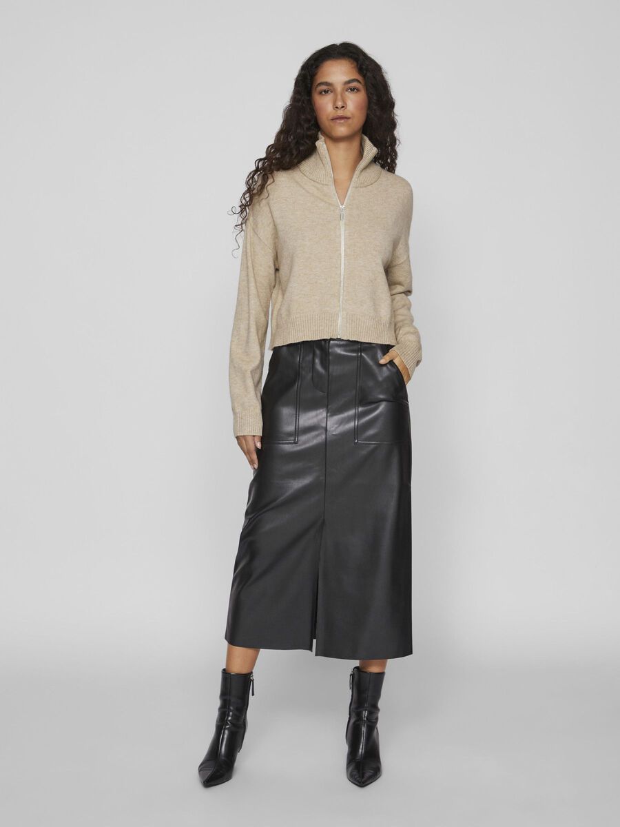 Vila Faux Leather Skirt in Black - Vielie