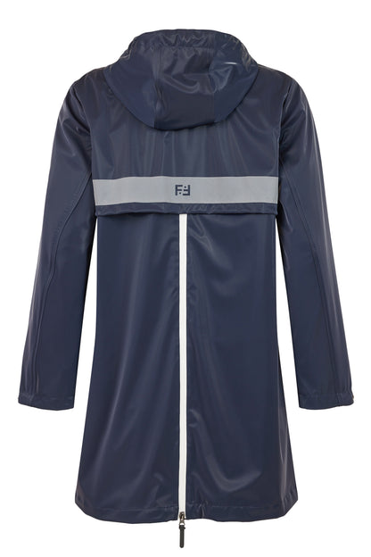 Fransden Navy Waterproof jacket in a sleek shiny fabric with reflective panels