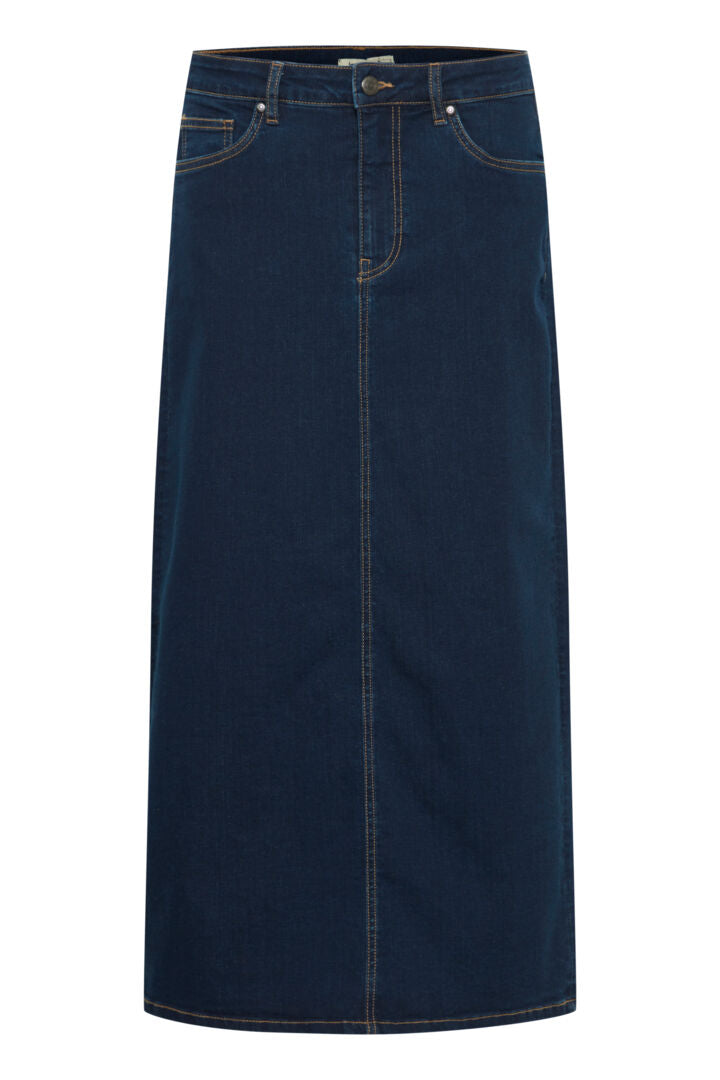 Fransa Dark Denim Midi lenght skirt 20614853