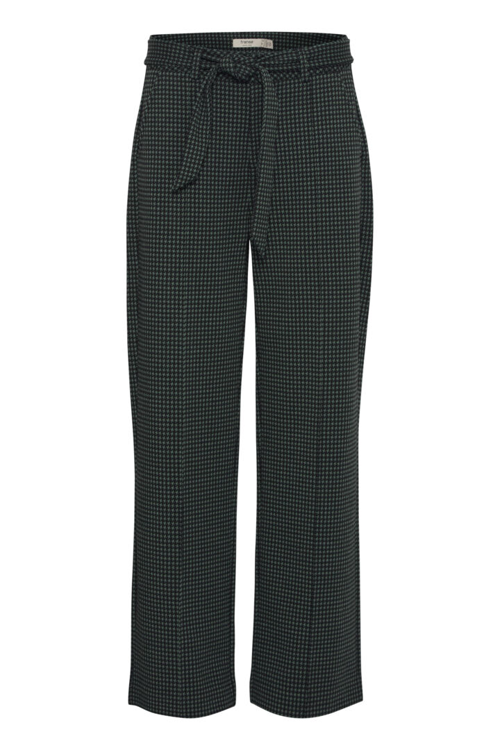 Fransa Green and Black Houndstooth trousers with soft belt 20614611