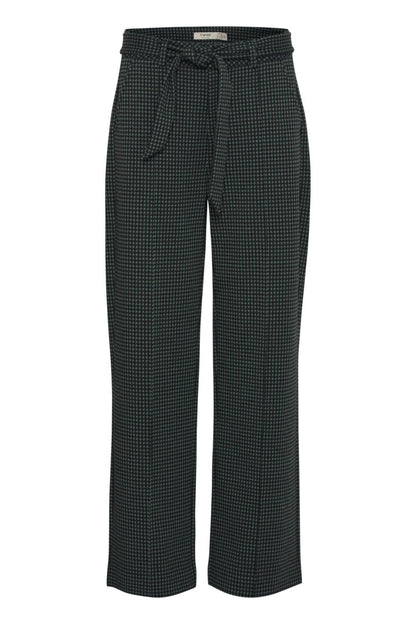 Fransa Green and Black Houndstooth trousers with soft belt 20614611