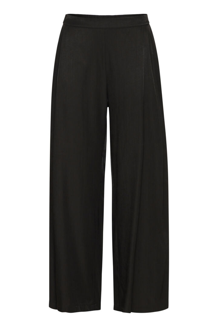 Black Silky wide leg Dressy Trousers