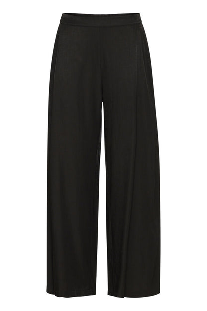 Black Silky wide leg Dressy Trousers