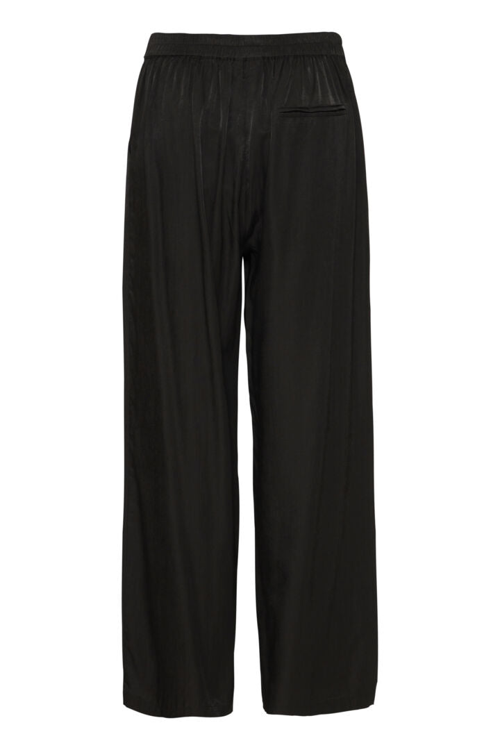 Black Silky wide leg Dressy Trousers