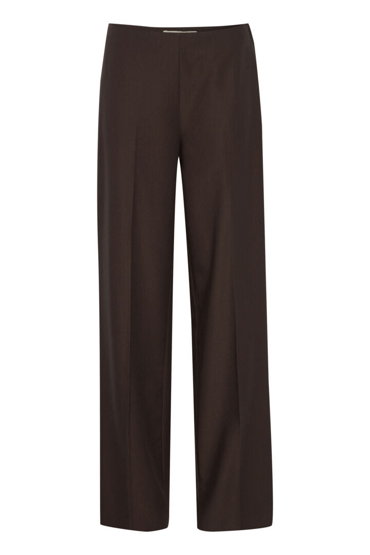 Fransa Brown Dressy straight leg trousers with side zip