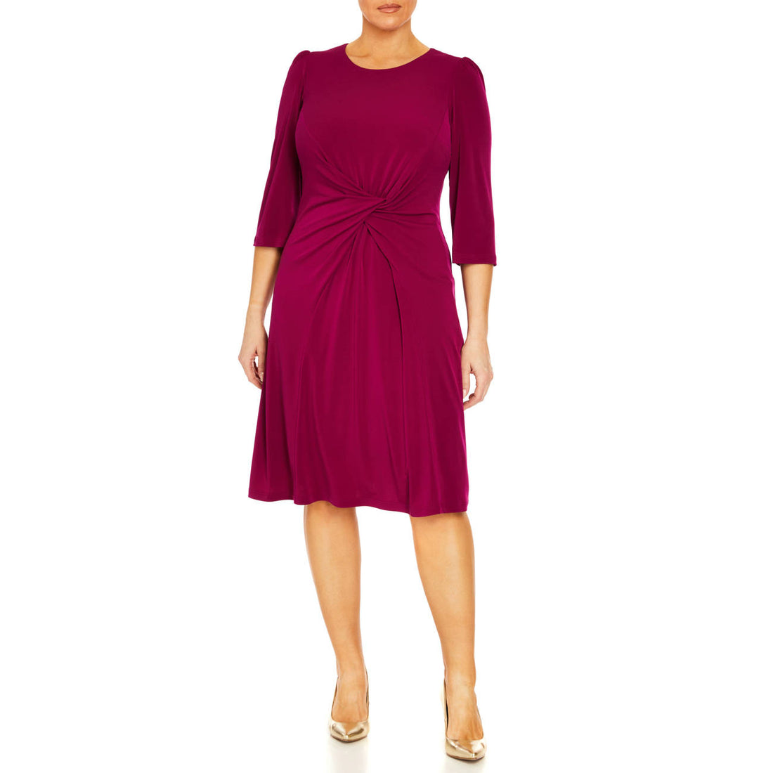 Tia Knot Waist Jersey Dress in Bordeaux Red  78700