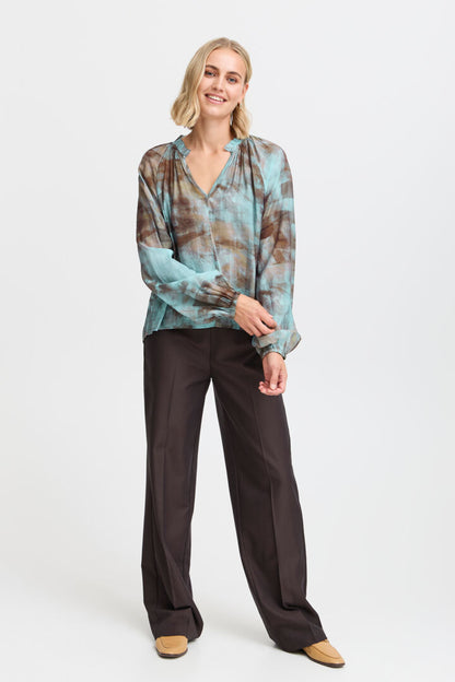 Fransa V Neck Tie Dye Blouse