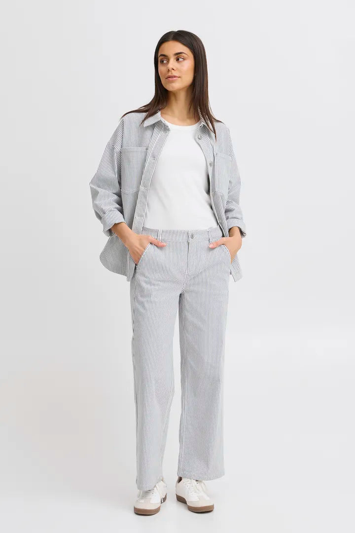 FransaTessa Trousers in off white with navy stripe