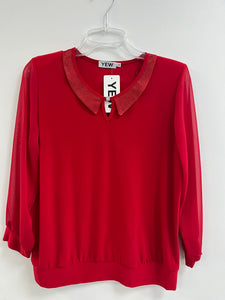 Yew "Blake" Party top with Sparkle Peter Pan Collar and chiffon sleeves . All colours