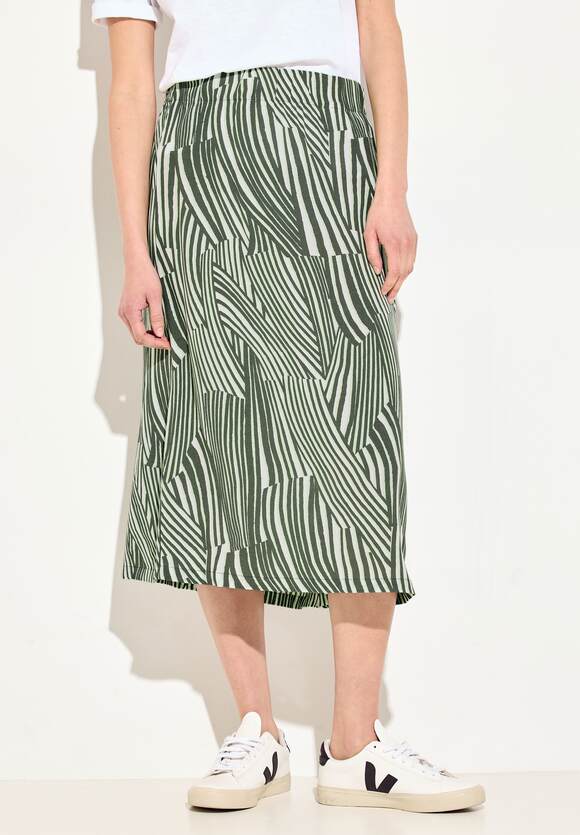 Cecil Print Easy Wear Midi Skirt in green print 361464