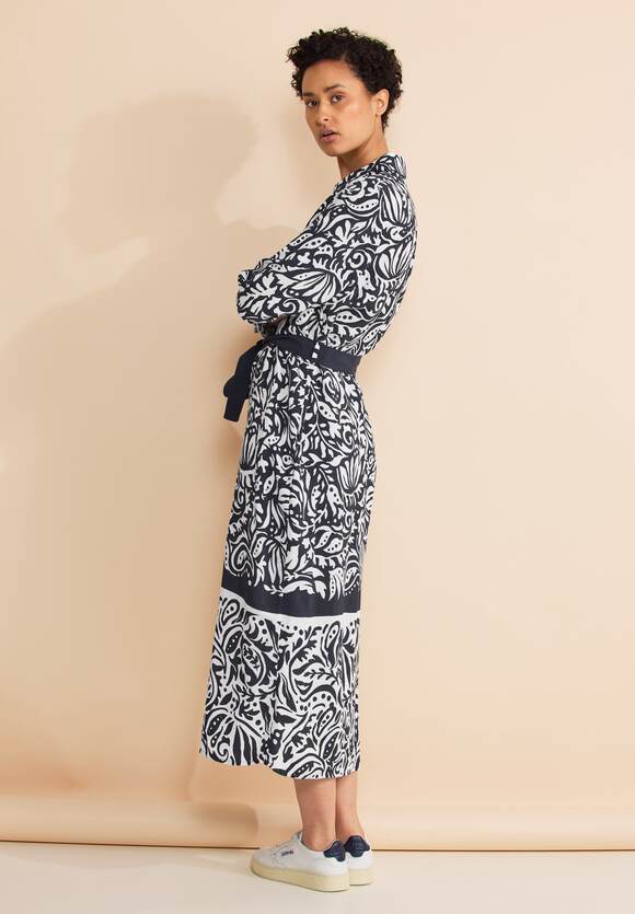 Street One Border print maxi shirt dress Navy and White Print 143915