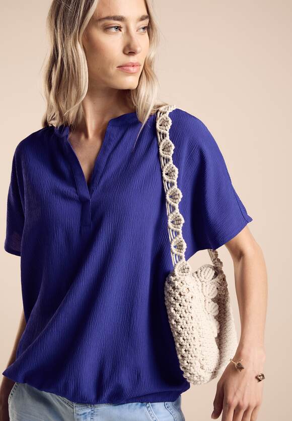 Street One split neck blouse in Royal Blue or white 344821