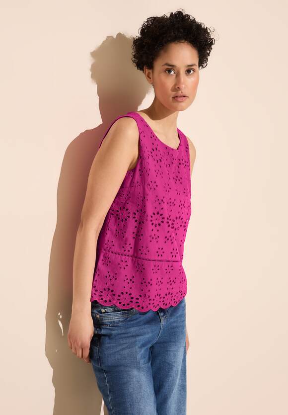 Street One Cotton Embroidery Sleeveless top Pink 321486