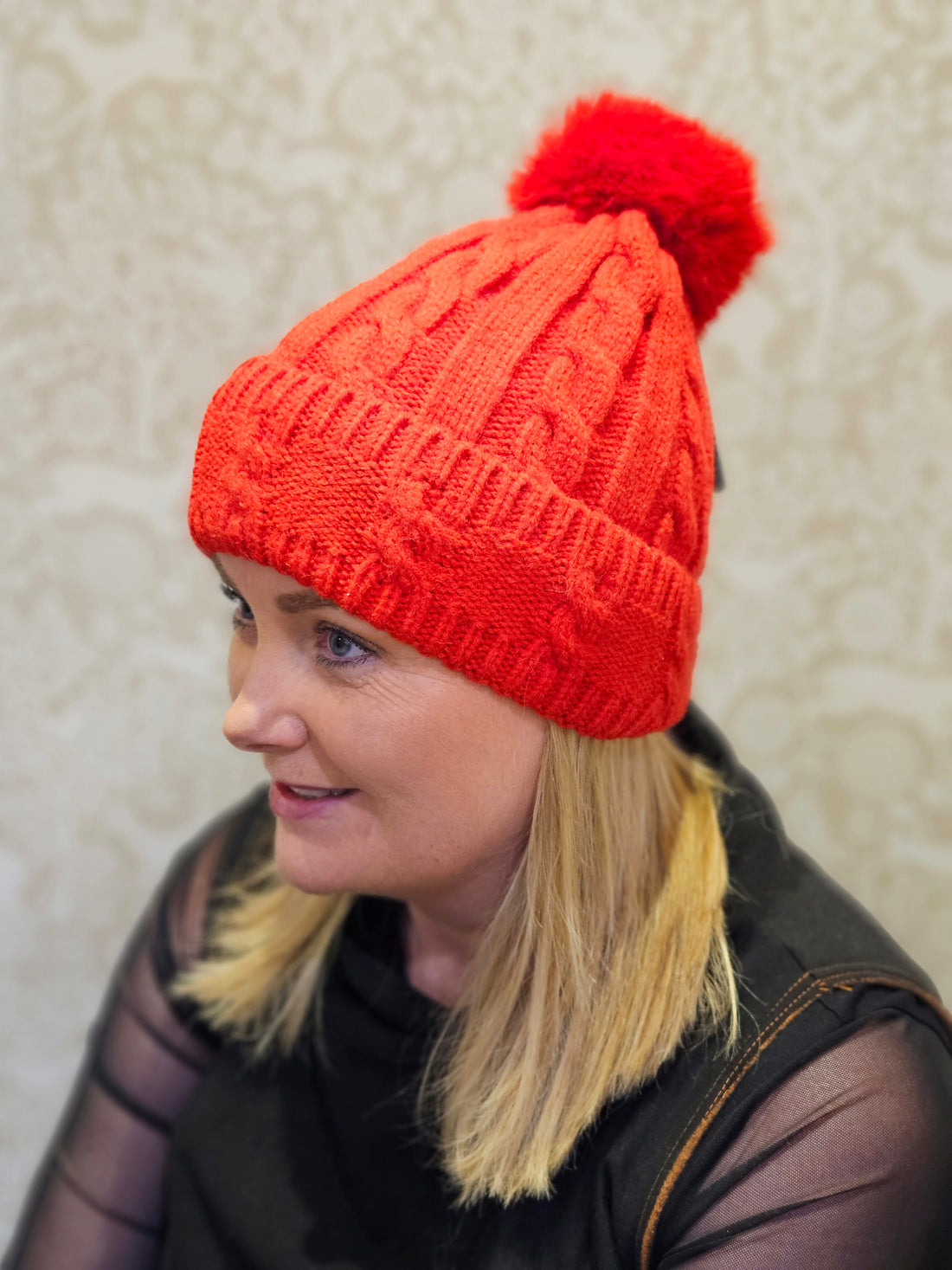 Pompom Cable hat. All Colours