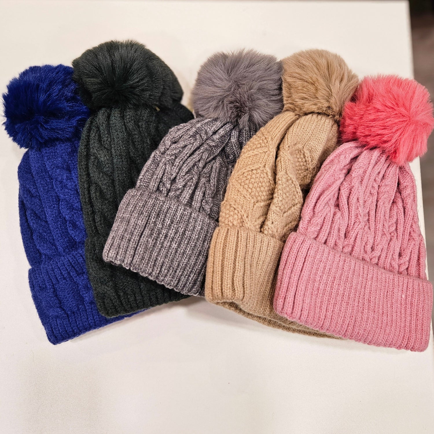 Pompom Cable hat. All Colours