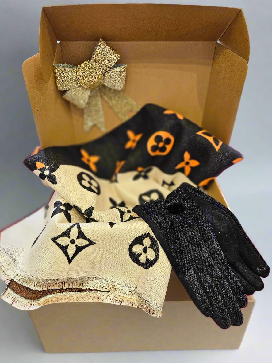 Love Gift Box 🎁 designer inspired cashmere scarf and Gloves