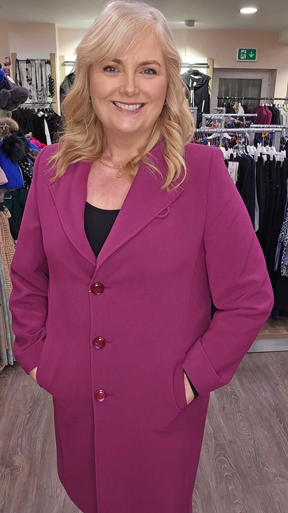 Christina Felix classic Tailored Button Coat Plum