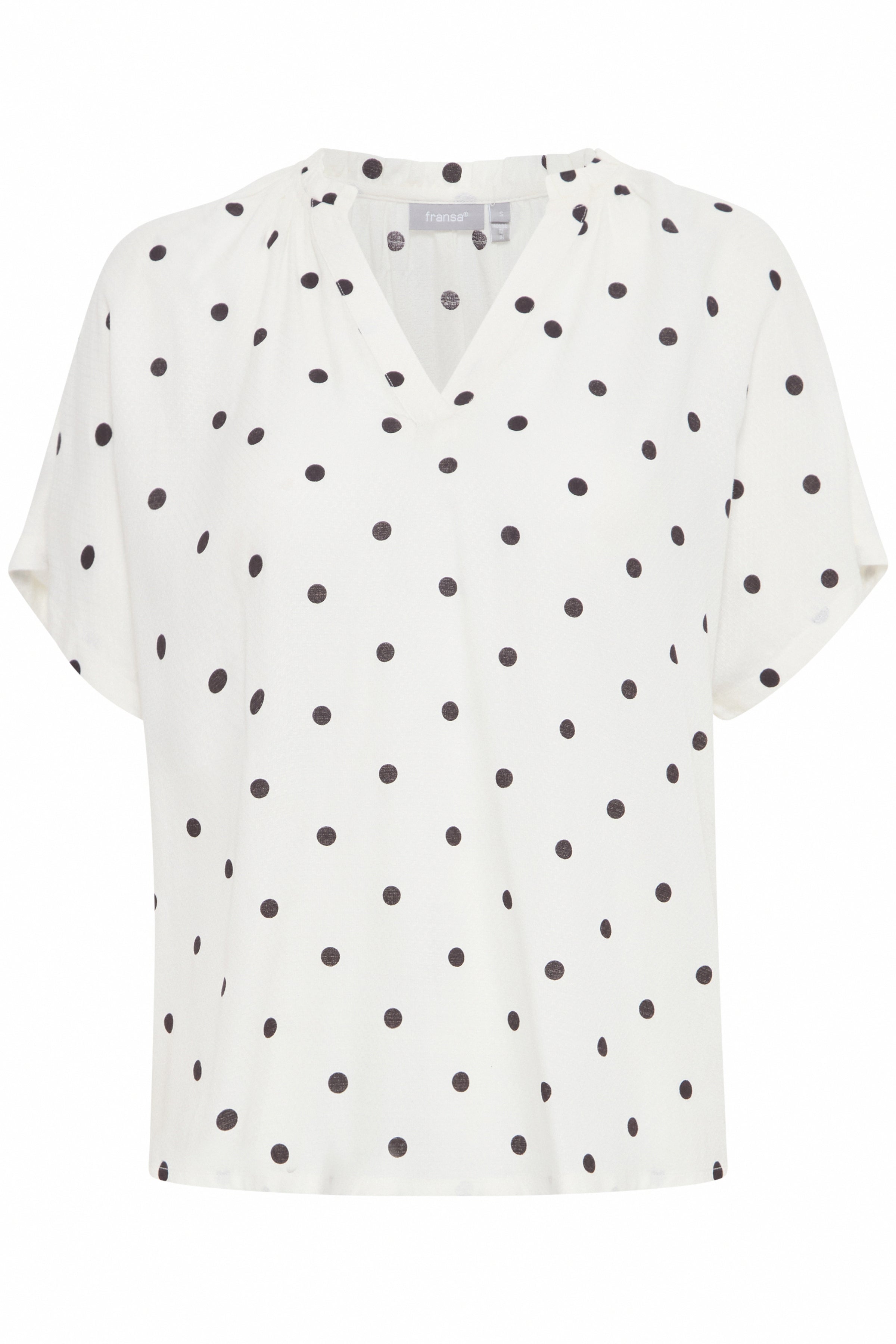 Fransa Polka Dot Short Sleeve blouse Black White 20613491 1