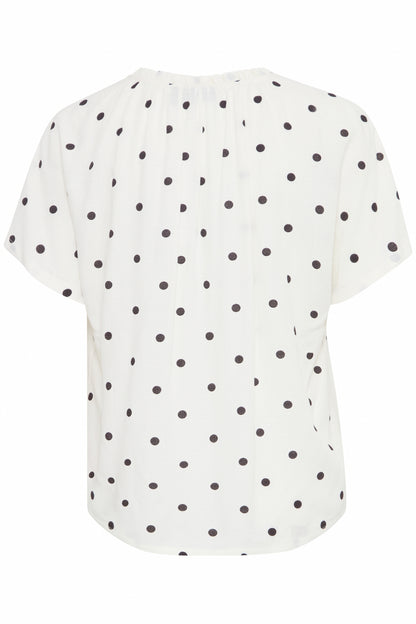 Fransa Polka Dot Short Sleeve blouse Black White 20613491 1