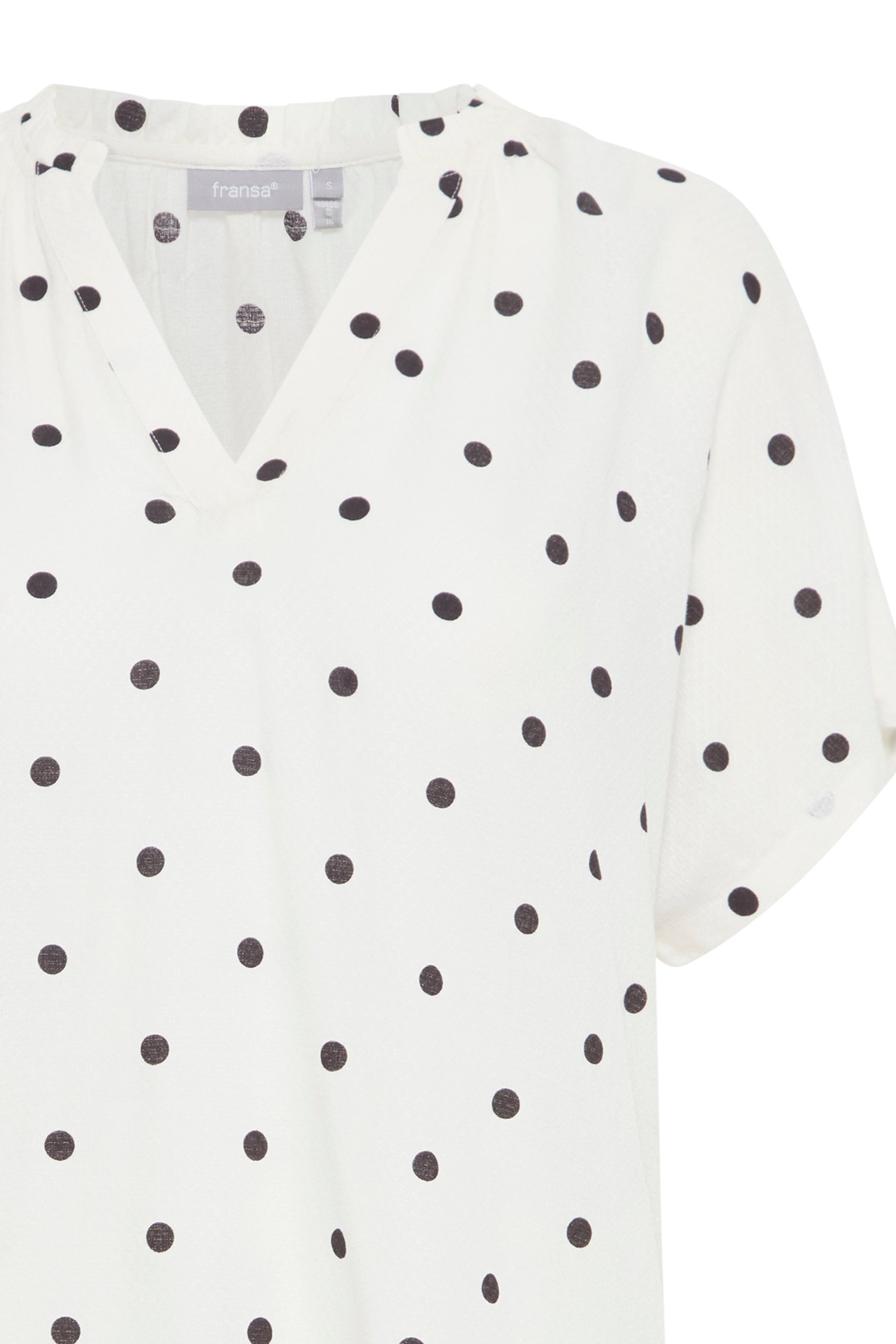 Fransa Polka Dot Short Sleeve blouse Black White 20613491 1