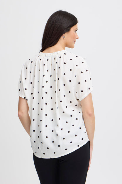 Fransa Polka Dot Short Sleeve blouse Black White 20613491 1