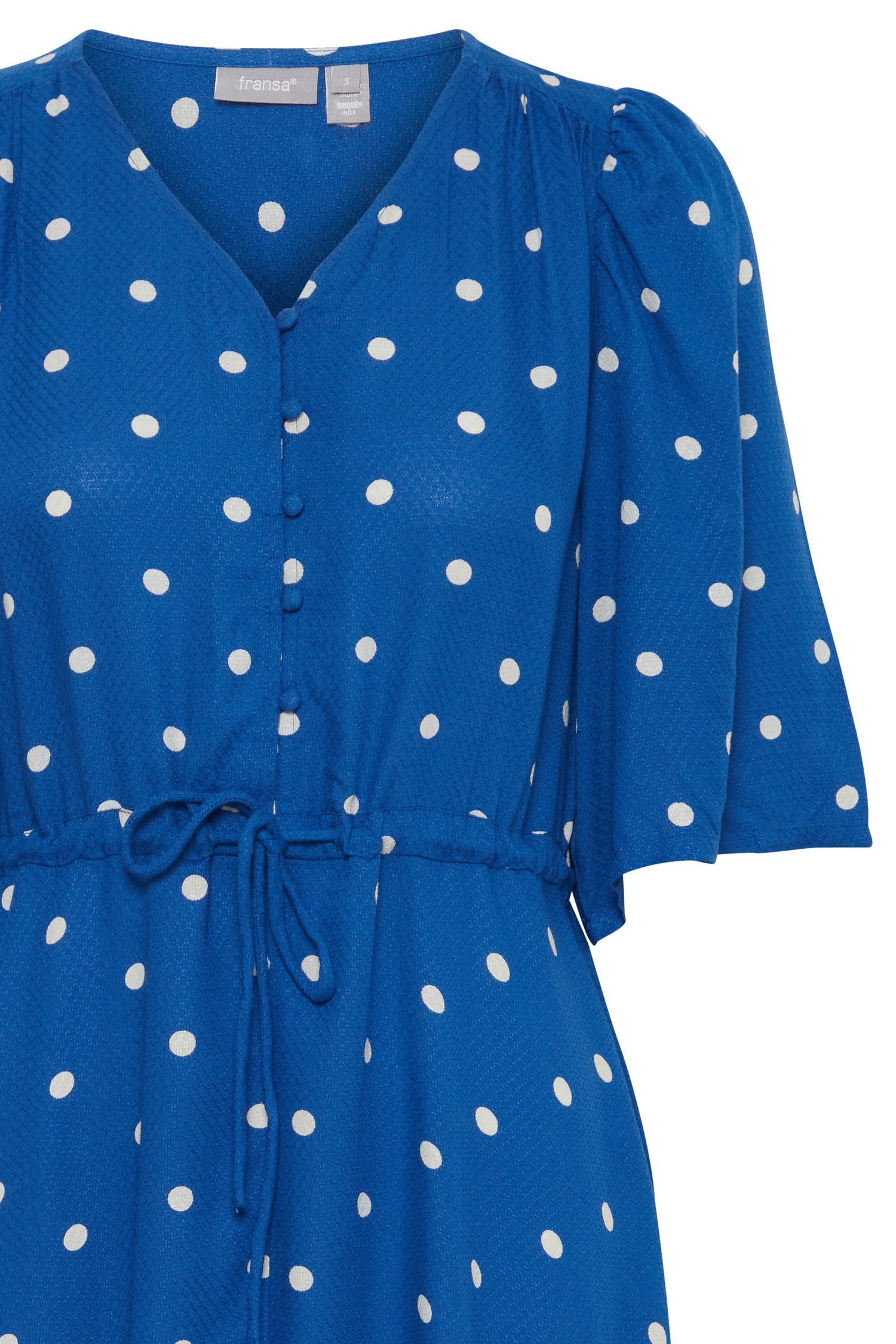 Fransa Polka dot Midi Dress with drawstring waist and pockets20613496 1