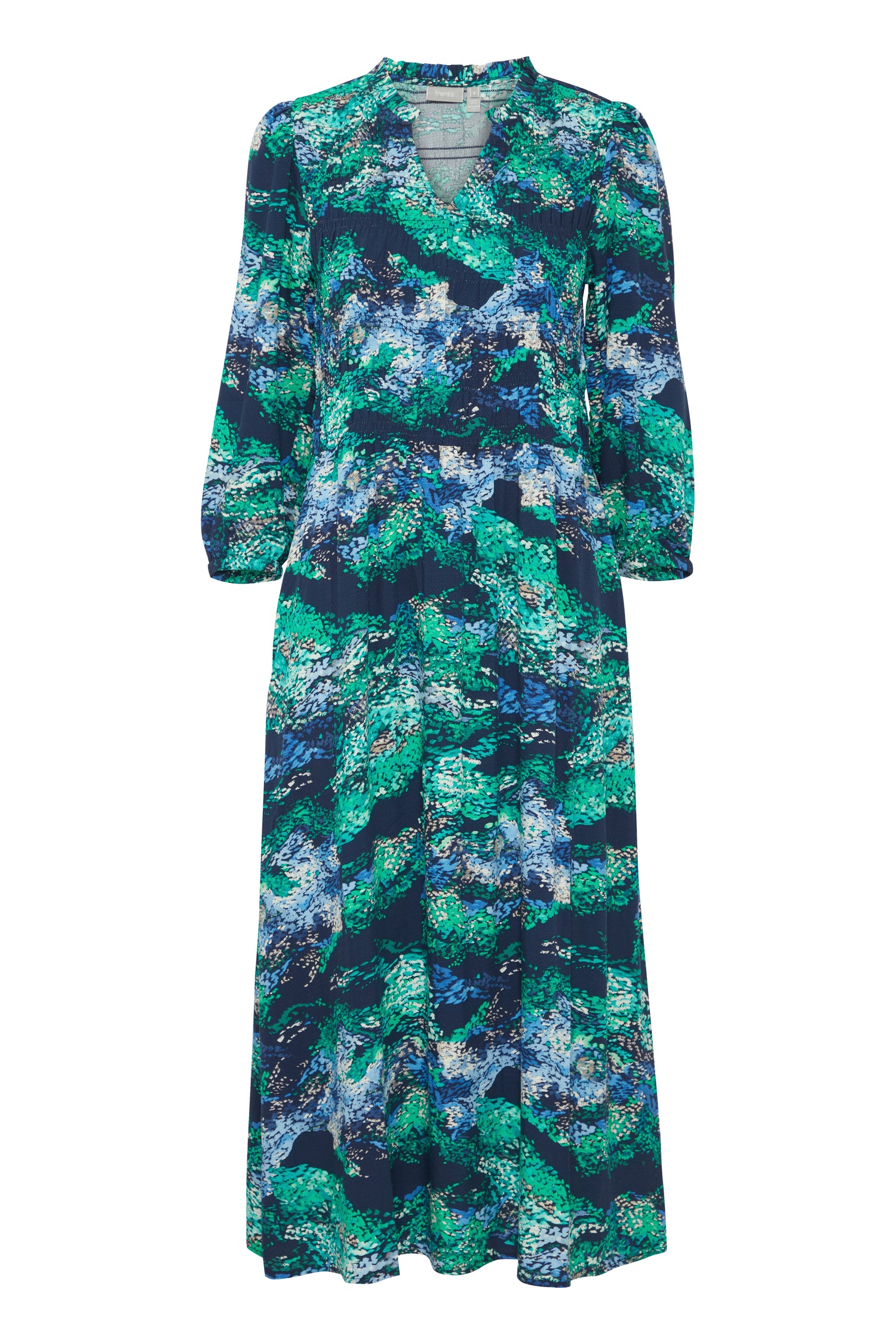 Fransa Shirred Maxi dress in Blue Green Print  20613512 Blue