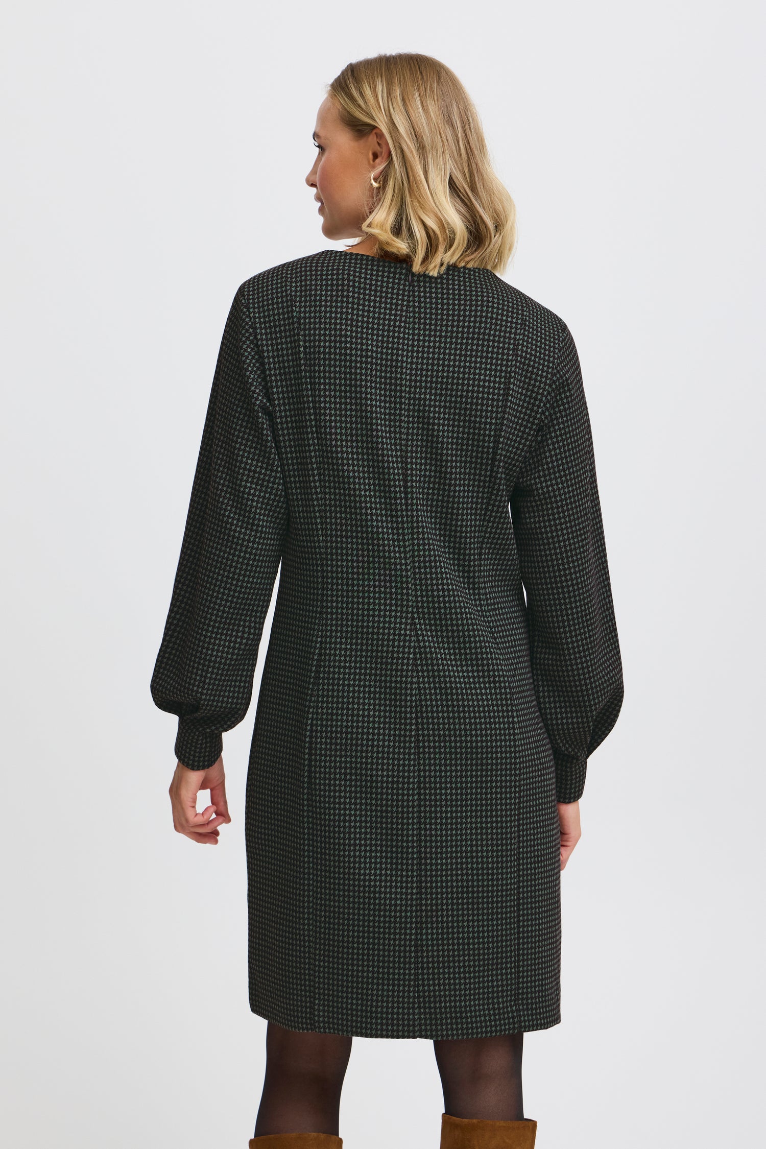 Fransa Green and Black houndstooth dress 20614612