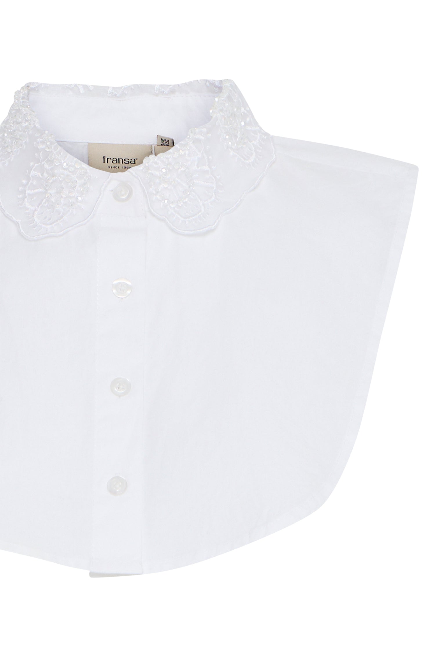 Fransa Fake White  Shirt Collar with organza and bead details 20615727