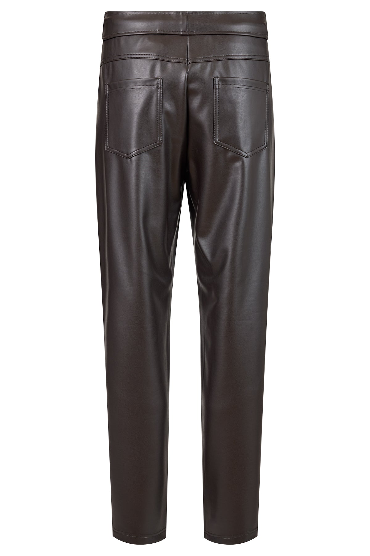 Robell Hygge PU Joggers in Chocolate Brown