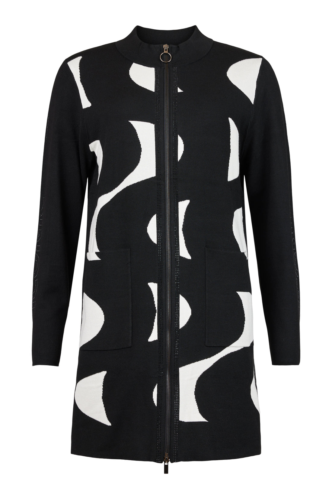 Icona Black and White Coatagin with Black Diamante Detail  67269