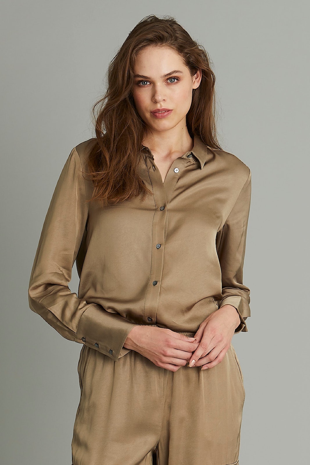 Rue De Femme Seylem Bronze satin shirt