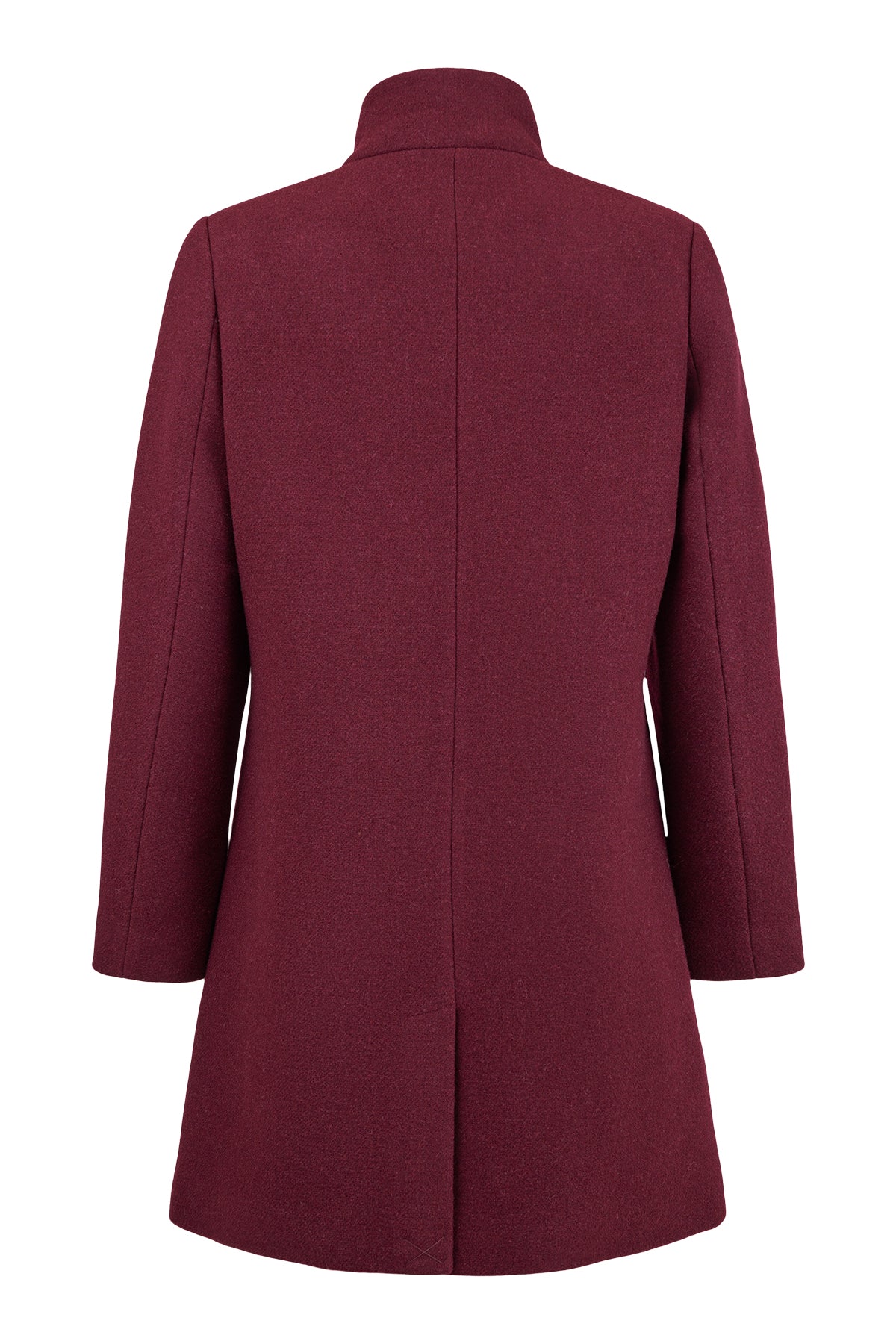 Normann Burgandy Wool Coat with detachable fur collar wi2544