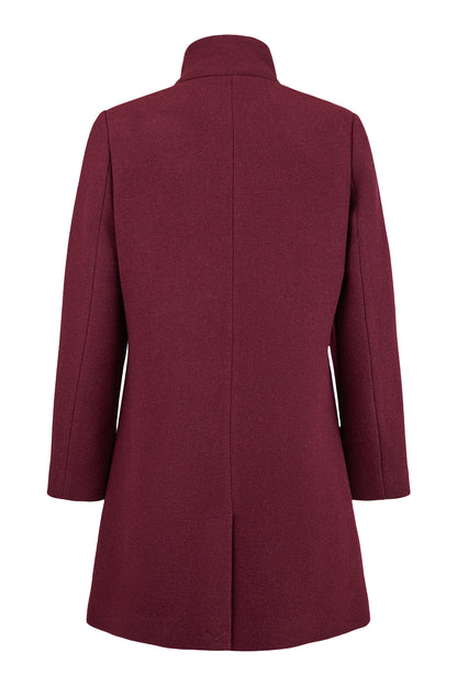 Normann Burgandy Wool Coat with detachable fur collar wi2544