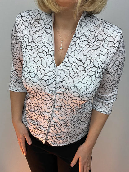 Ilona Lace Blouse with 3/4 sleeve and stand up collar 2