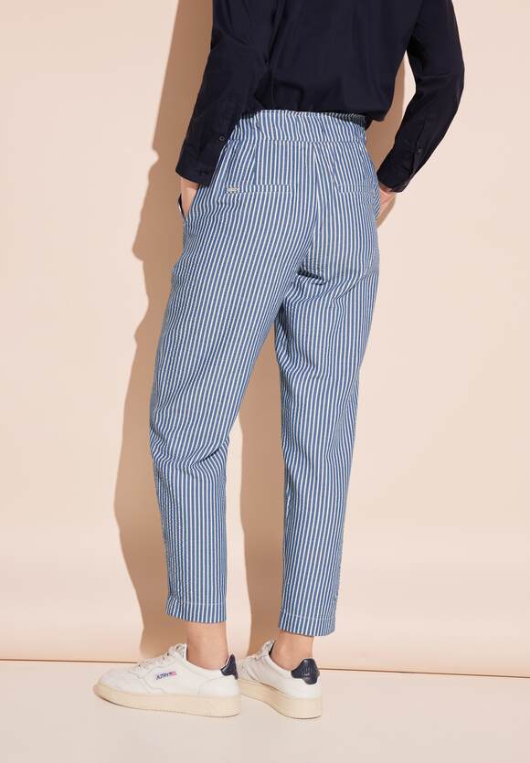 Street One 28&quot; High Waist Lightweight Seersucker trousers in Beige or Blue 377583