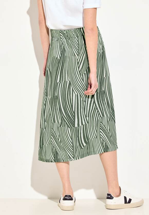 Cecil Print Easy Wear Midi Skirt in green print 361464