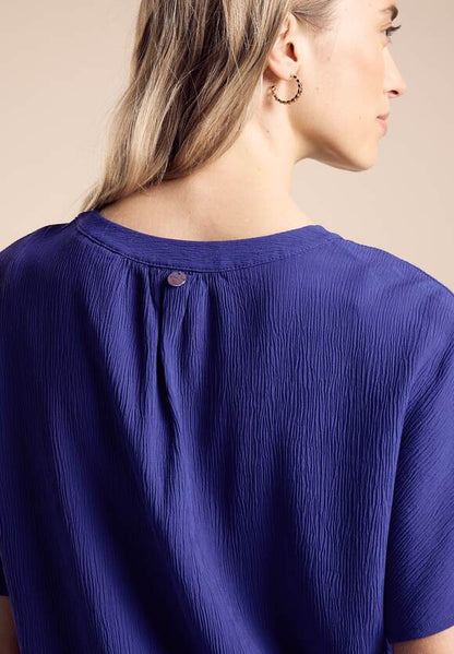 Street One split neck blouse in Royal Blue or white 344821