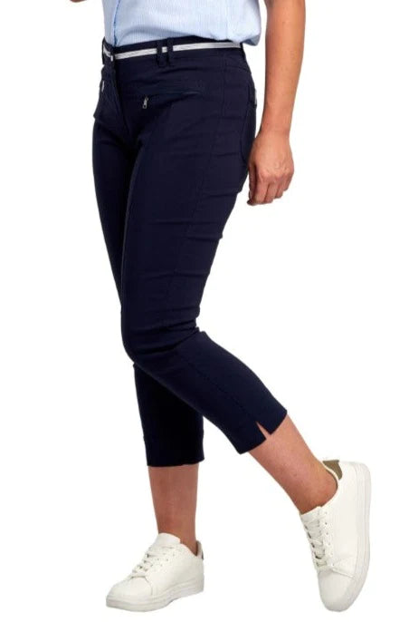 Pinns Audrey ankle grazer trousers with sporty waistband 27&quot; leg 378Ct Navy