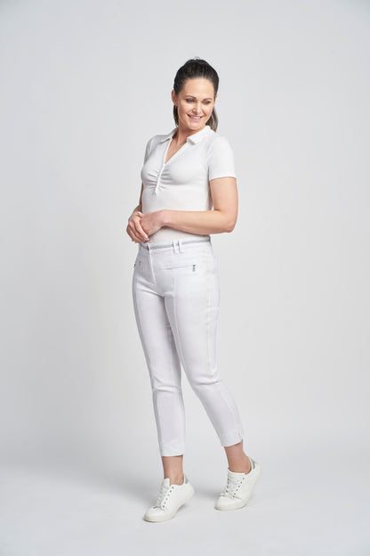 Pinns Audrey Ankle Grazer trousers with sporty waistband 378Ct White 27&quot; leg