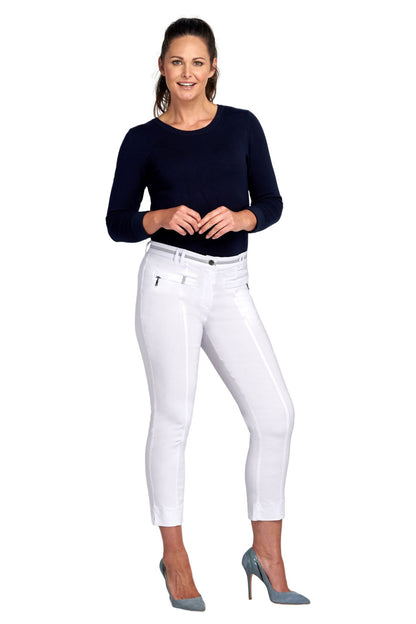 Pinns Audrey Ankle Grazer trousers with sporty waistband 378Ct White 27&quot; leg