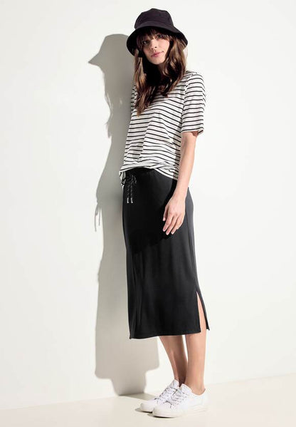 Cecil Black Jersey Midi Skirt with pockets 361493