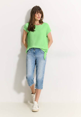 Cecil Cotton round neck short sleeve top. Pink or Green  344750