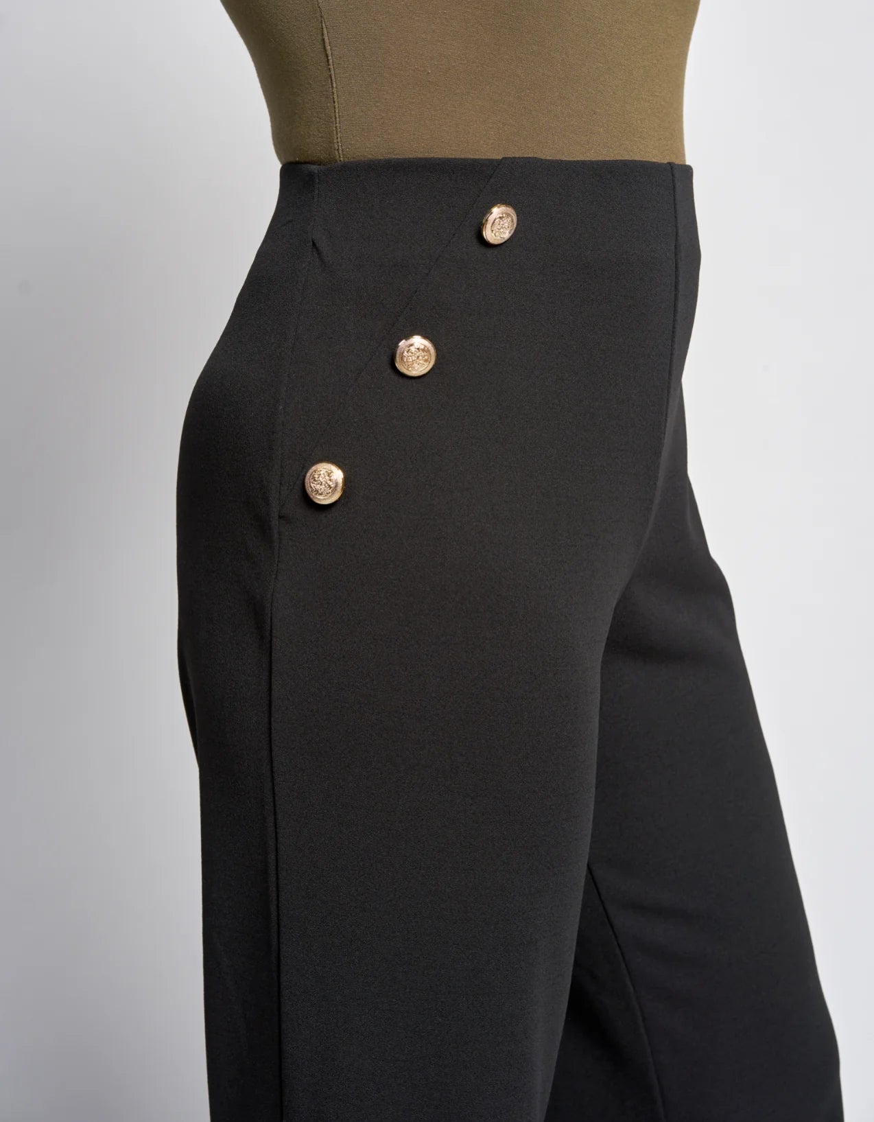 Pinns Wide leg trousers with gold button detail. All Colours 57T 2024