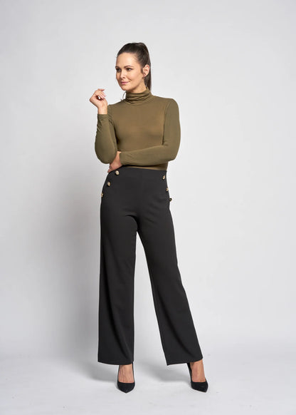 Pinns Wide leg trousers with gold button detail. All Colours 57T 2024