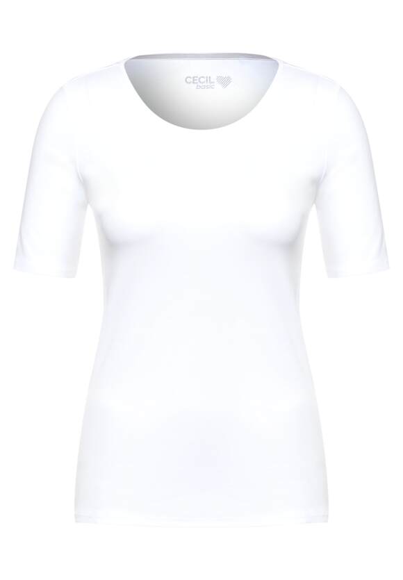 Cecil cotton Round neck Short Sleeve White T Shirt 317515